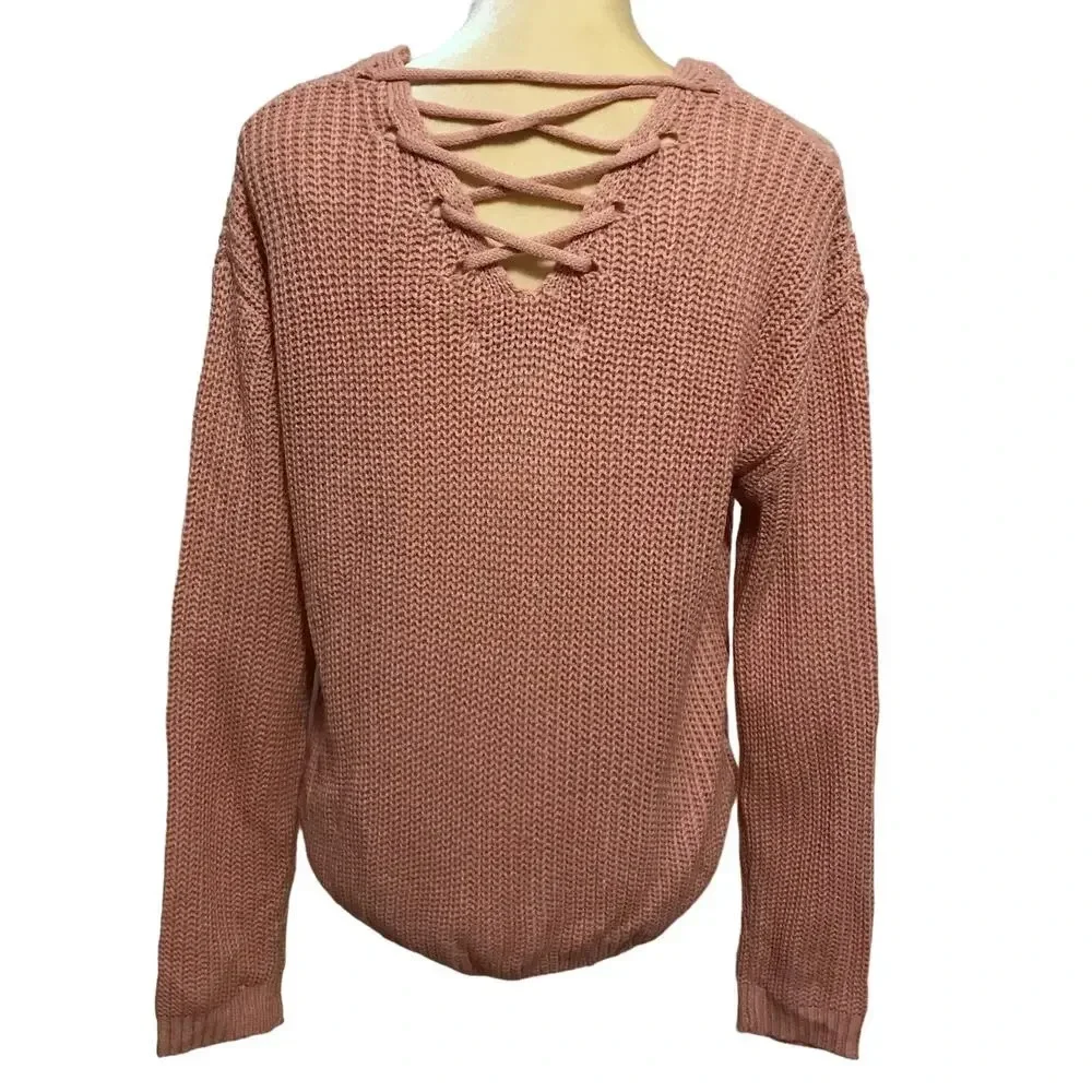 Crave Fame NWT Rose Pink Knit Sweater Juniors L